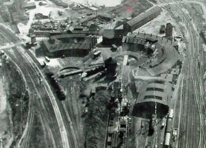 Luftaufnahme des Bw Hanau in der Mitte des 20. Jahrhunderts